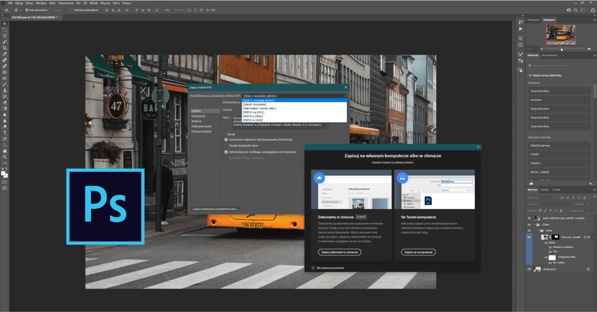 Photoshop - jak eksportować do pliku PDF